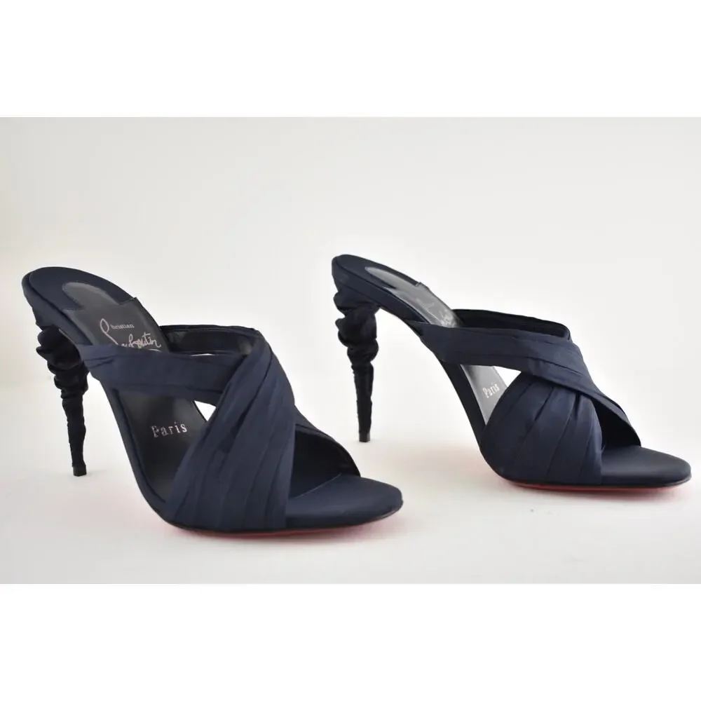 Christian Louboutin Affabula Mule 100 Last Night Navy Blue Sandal Heel Pump 36.5